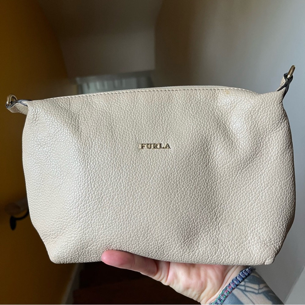 authentic furla sophie genuine leather 2 way bag/clutch